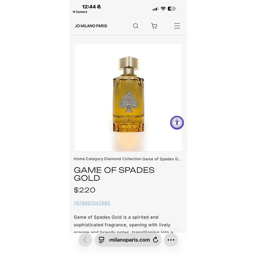 Game Of Spades Gold Parfum Spray by Jo Milano Paris 100ml 3.4 Oz - Picture 3 of 3